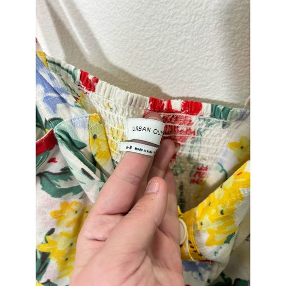 Urban outfitters floral midi dress button front tie shoulder Medium EUC spring - Picture 3 of 6